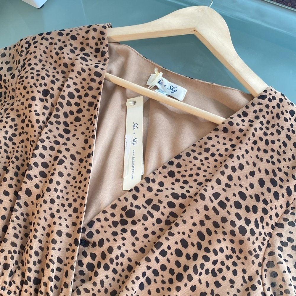 Animal Print Dress She & Sky Pleated Midi Dress Size S NEW - Picture 7 of 12